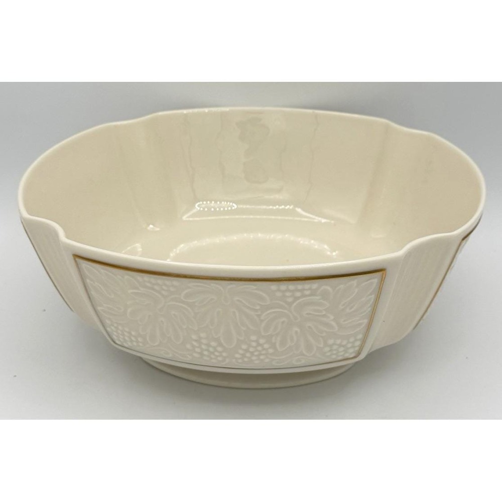 Lenox Bordeaux Footed Centerpiece Bowl 10" Bone China 24K Gold USA Hand Painted